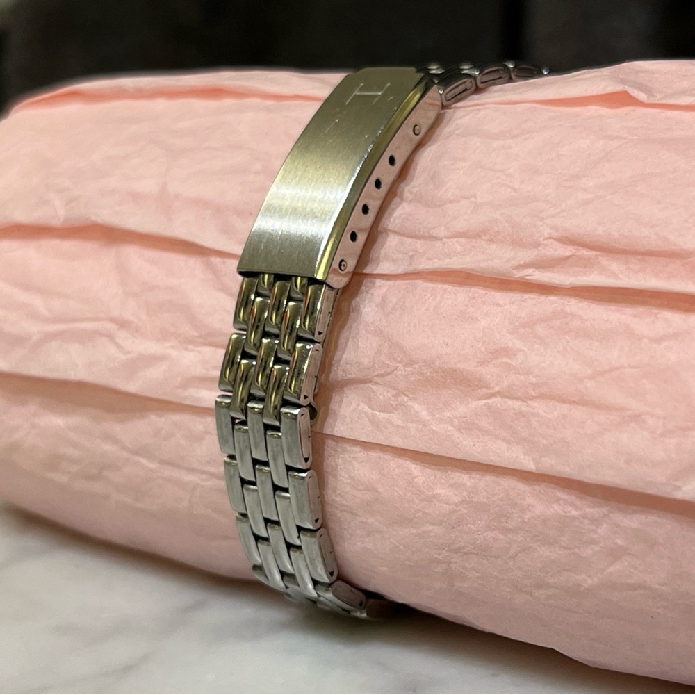 H by Halston stainless steel link watch. Works. - Picture 6 of 9